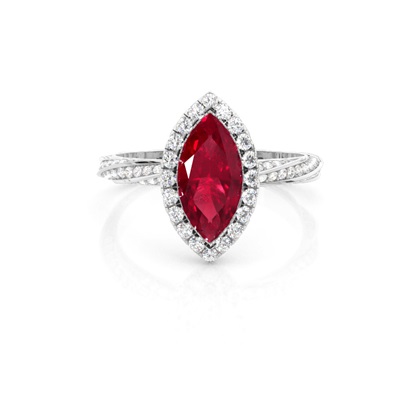 Bezel Setting Ruby Halo Engagement Ring