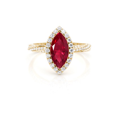 Bezel Setting Ruby Halo Engagement Ring
