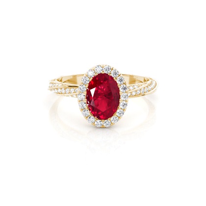 Bezel Setting Ruby Halo Engagement Ring