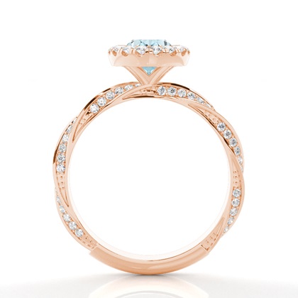 Aquamarin-Halo-Verlobungsring In Zargenfassung