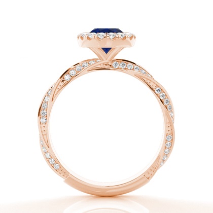 Blauer Saphir-Halo-Verlobungsring Mit Lünette In Fassung