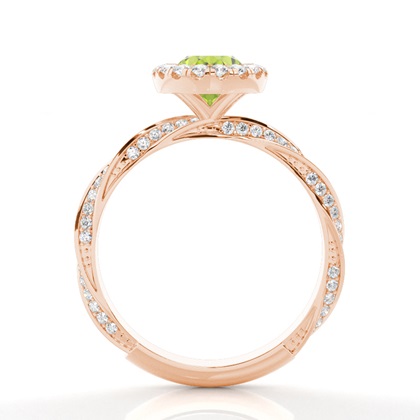 Lünette Fassung Peridot Halo Verlobungsring