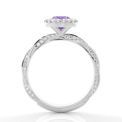 Lünette Fassung Amethyst Halo Verlobungsring