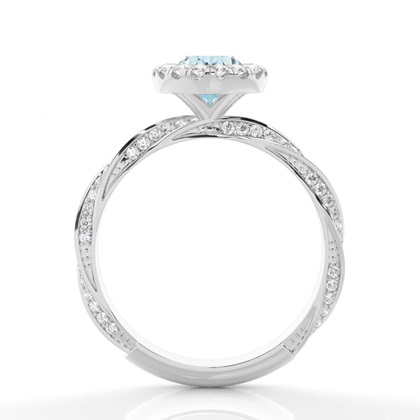 Aquamarin-Halo-Verlobungsring In Zargenfassung