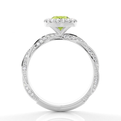 Lünette Fassung Peridot Halo Verlobungsring