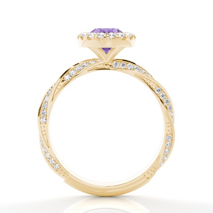 Lünette Fassung Amethyst Halo Verlobungsring
