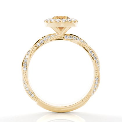 Lünette Fassung Citrin Halo Verlobungsring