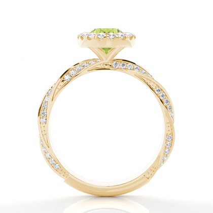 Lünette Fassung Peridot Halo Verlobungsring
