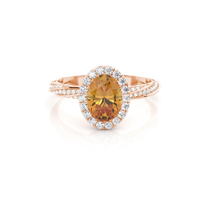 Bezel Setting Citrine Halo Engagement Ring