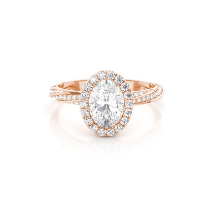 Oval Rose Gold Halo Diamond Engagement Rings