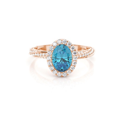 Bezel Setting Topaz Halo Engagement Ring