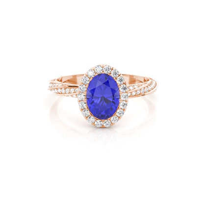 Bezel Setting Tanzanite Halo Engagement Ring