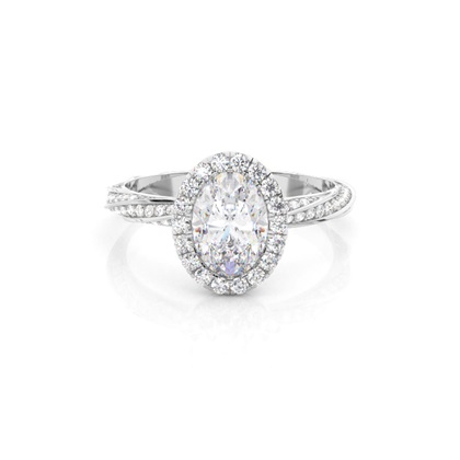 Oval Twisted Diamond Engagement Rings