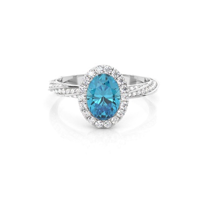 Bezel Setting Topaz Halo Engagement Ring