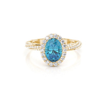 Bezel Setting Topaz Halo Engagement Ring