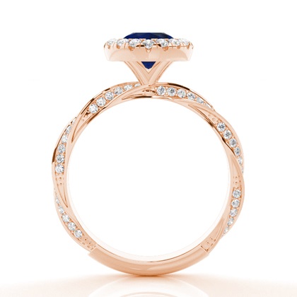 Blauer Saphir-Halo-Verlobungsring Mit Lünette In Fassung