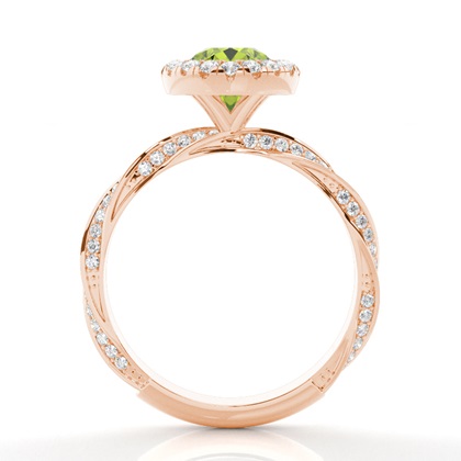 Lünette Fassung Peridot Halo Verlobungsring