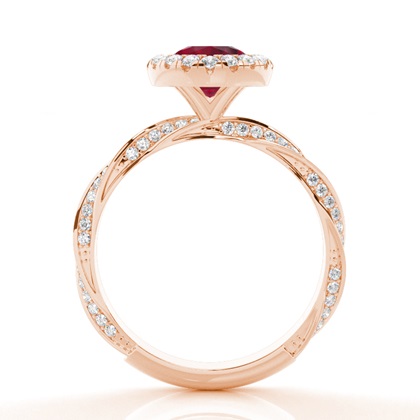 Lünette Fassung Rubin Halo Verlobungsring