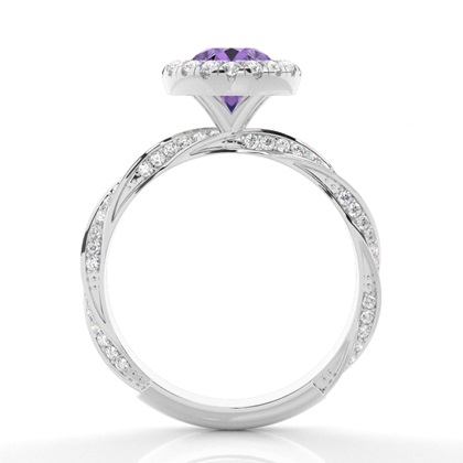 Lünette Fassung Amethyst Halo Verlobungsring