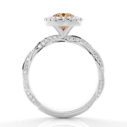 Lünette Fassung Citrin Halo Verlobungsring