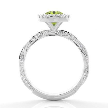 Lünette Fassung Peridot Halo Verlobungsring