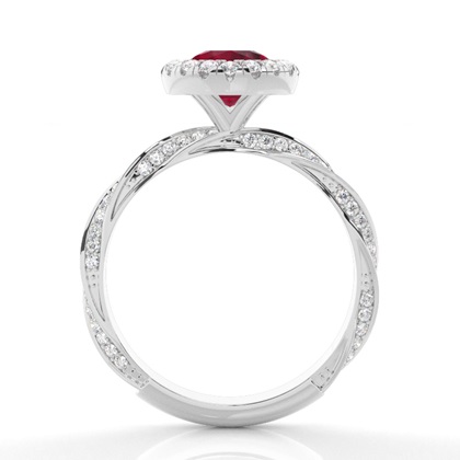 Lünette Fassung Rubin Halo Verlobungsring