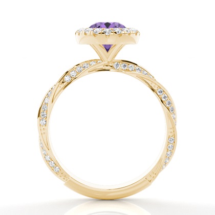 Lünette Fassung Amethyst Halo Verlobungsring