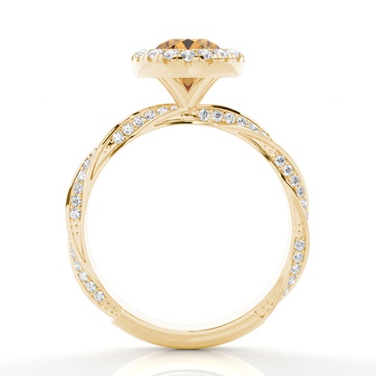 Lünette Fassung Citrin Halo Verlobungsring