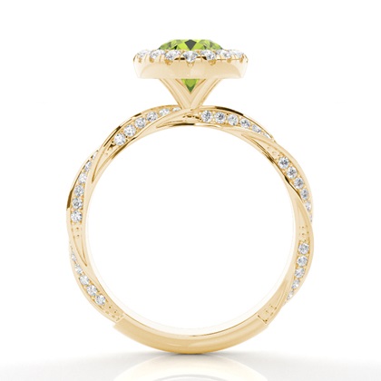 Lünette Fassung Peridot Halo Verlobungsring