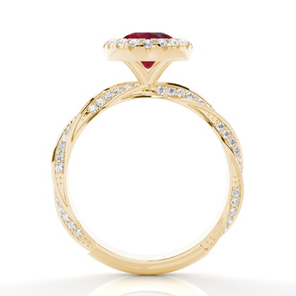 Lünette Fassung Rubin Halo Verlobungsring