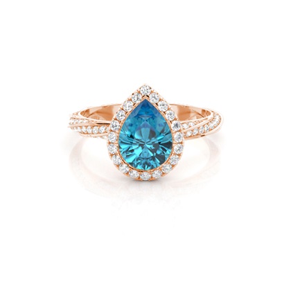 Bezel Setting Topaz Halo Engagement Ring