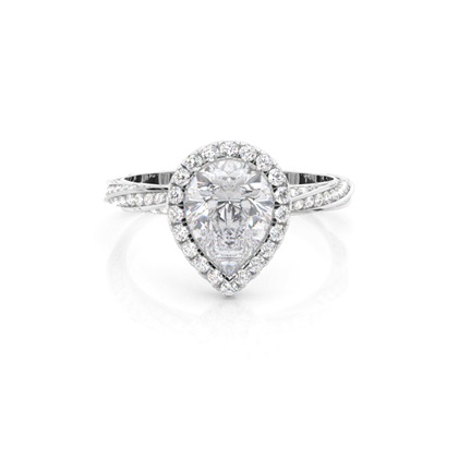 Bezel Set Moissanite Halo Engagement Ring