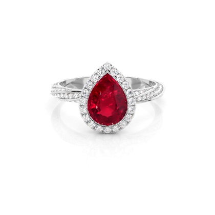 Bezel Setting Ruby Halo Engagement Ring