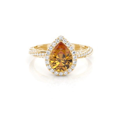 Bezel Setting Citrine Halo Engagement Ring