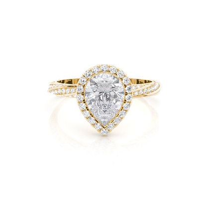 Bezel Set Moissanite Halo Engagement Ring