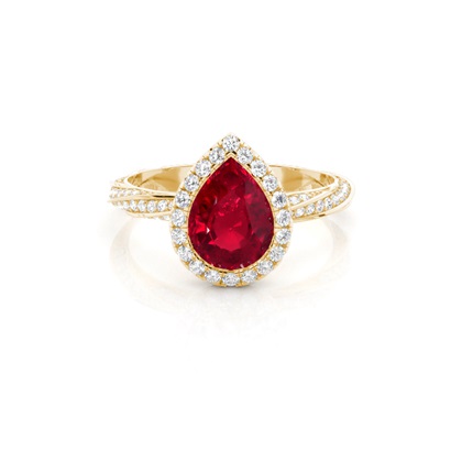 Bezel Setting Ruby Halo Engagement Ring