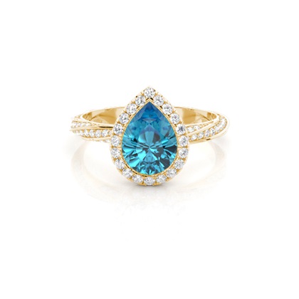 Bezel Setting Topaz Halo Engagement Ring