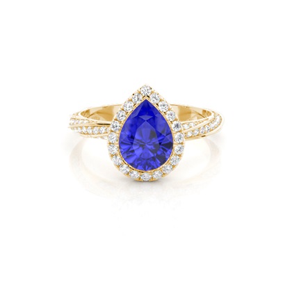 Bezel Setting Tanzanite Halo Engagement Ring