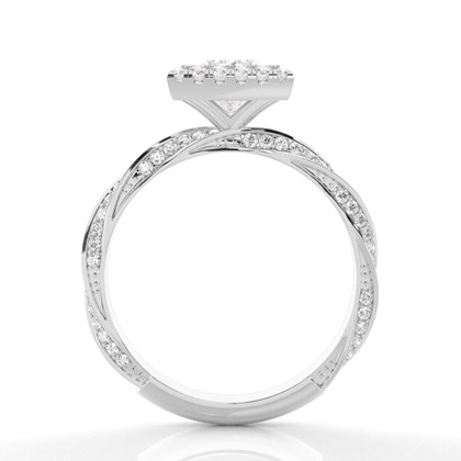 Lünette Set Moissanit Halo Verlobungsring