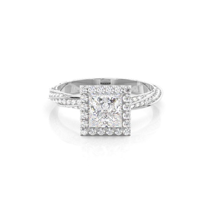 Princess Halo Diamond Engagement Rings