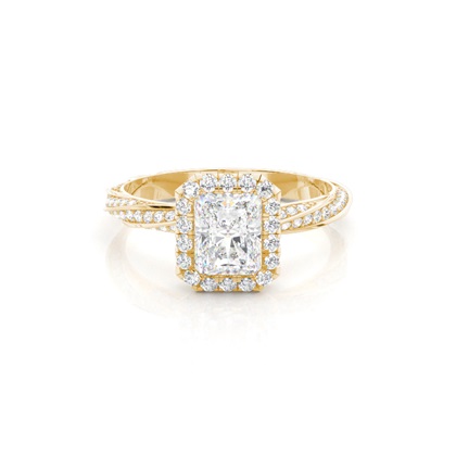 Radiant Yellow Gold Halo Diamond Engagement Rings