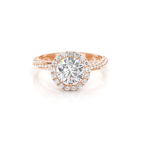 Bezel Set Diamond Halo Engagement Ring