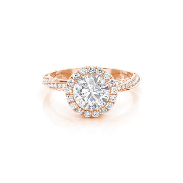 Bezel Set Moissanite Halo Engagement Ring