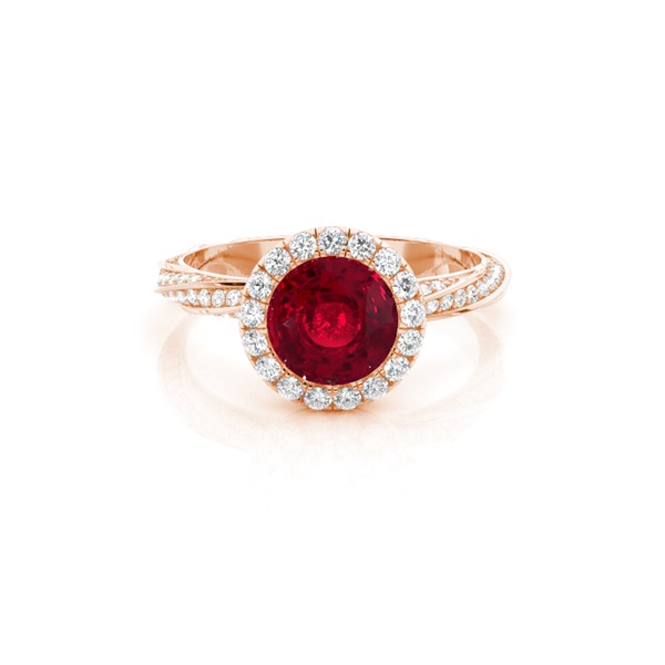 Bezel Setting Ruby Halo Engagement Ring