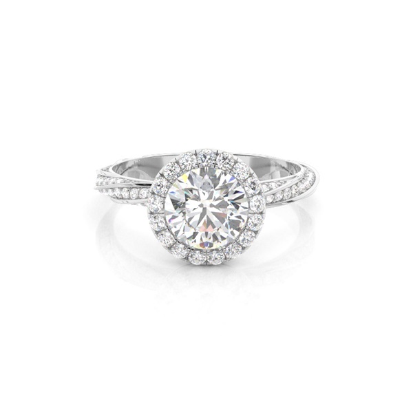 Bezel Set Diamond Halo Engagement Ring