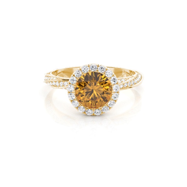 Bezel Setting Citrine Halo Engagement Ring