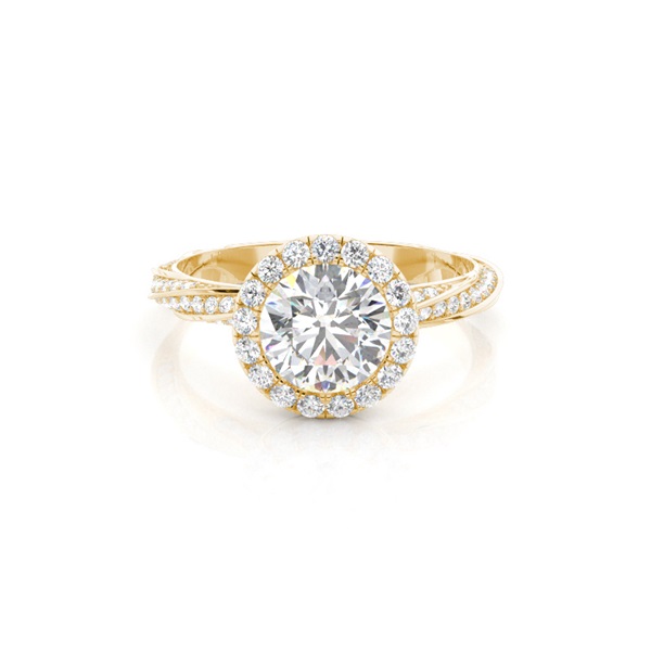Bezel Set Diamond Halo Engagement Ring
