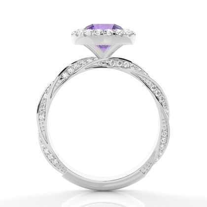 Lünette Fassung Amethyst Halo Verlobungsring