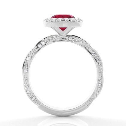 Lünette Fassung Rubin Halo Verlobungsring