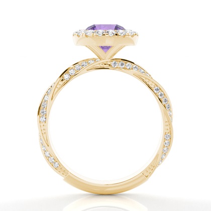 Lünette Fassung Amethyst Halo Verlobungsring